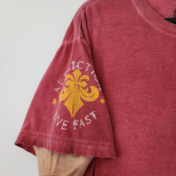 Affliction Red Eddie Trotta Y2K Skull Thunder Custom Cycles T-Shirt‎ 2XL XXL - Picture 5 of 9